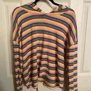 Very soft rainbow long sleeve with hood. Size M